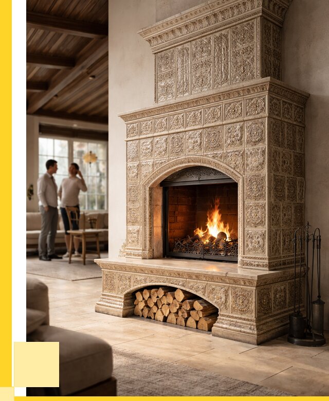 Купить изразцовый камин в Кирове-Чепецке от 271850 р. | ЭриданКрв