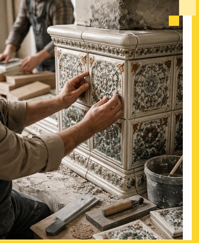 Изразцовые камины под ключ в Кирове-Чепецке: проект и монтаж