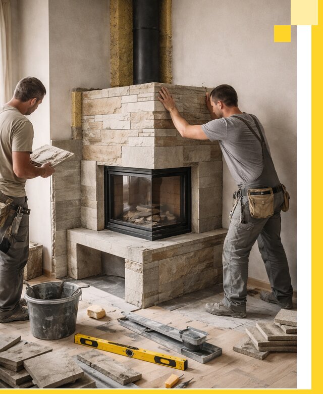 Угловые камины под ключ проект, монтаж и отделка в Кирове-Чепецке