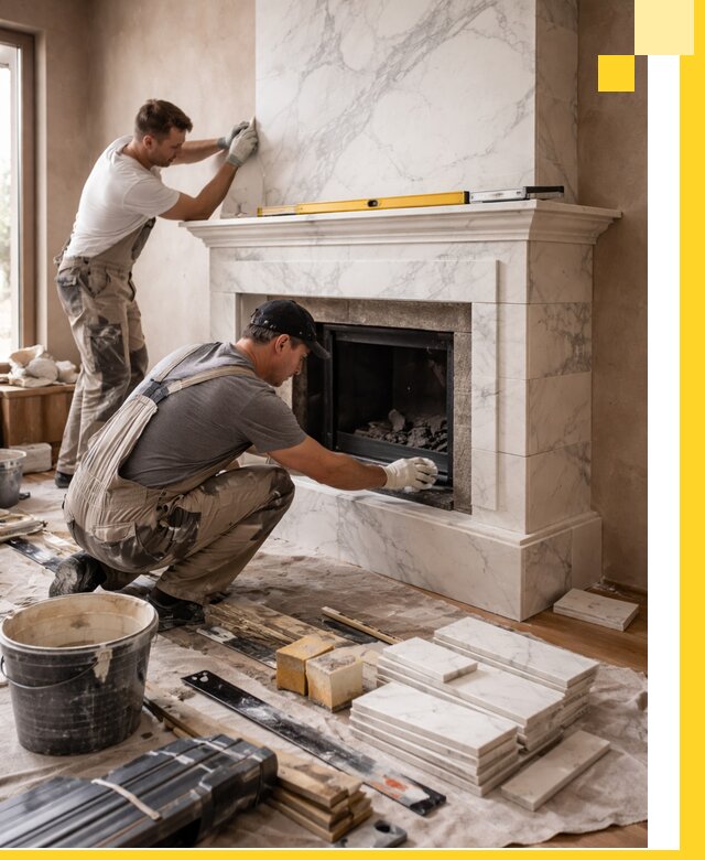 Отделка каминов в Кирове-Чепецке качественные облицовочные работы