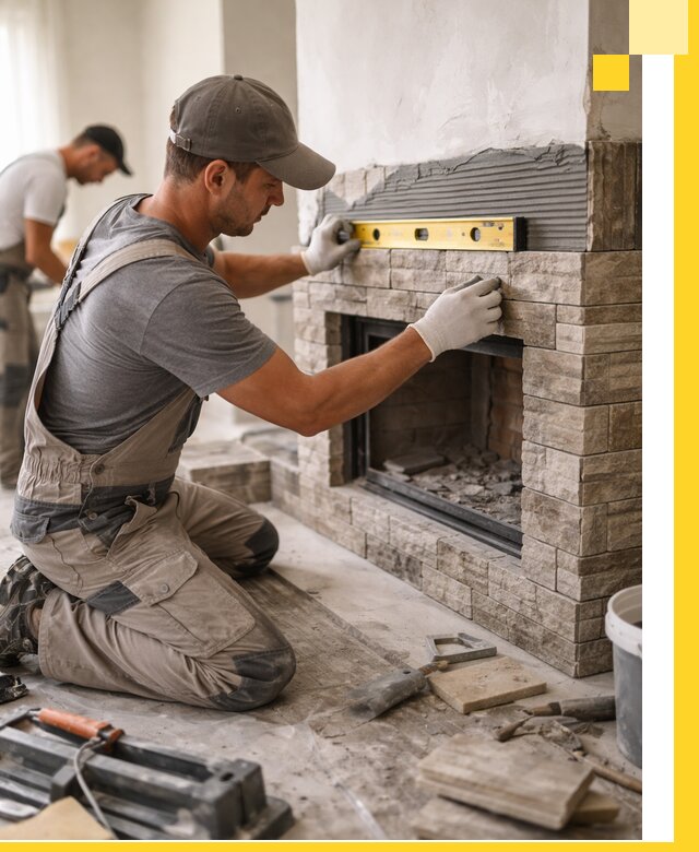 Облицовка каминов в Кирове-Чепецке, монтаж и отделка натуральным камнем