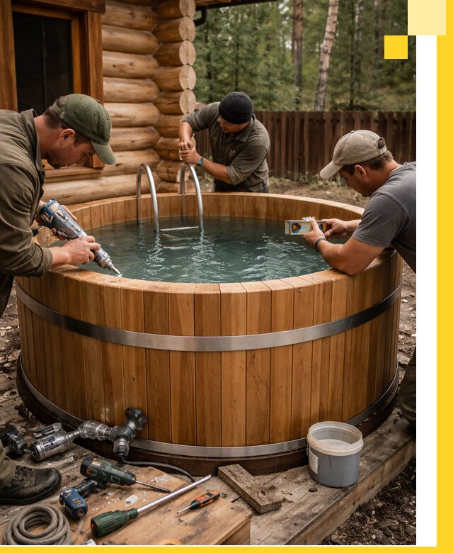 Строительство бань с купелью под ключ и отделкой в Кирове-Чепецке