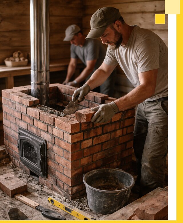 Кирпичные печи для бани под ключ в Кирове-Чепецке, проект и монтаж