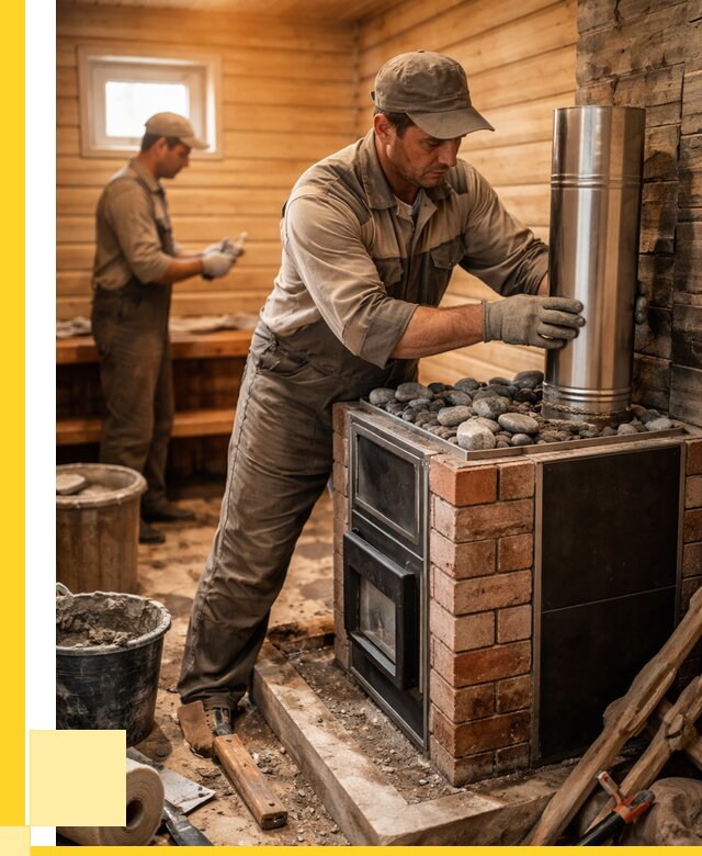 Монтаж печи в бане под ключ в Кирове-Чепецке от 21748 р. | ЭриданКрв