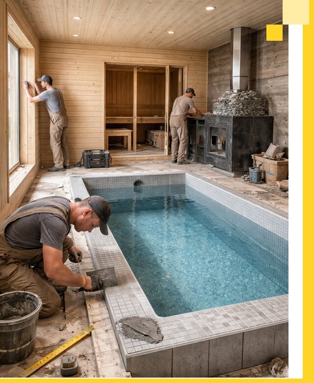 Проект бани с бассейном и сауной в Кирове-Чепецке под ключ