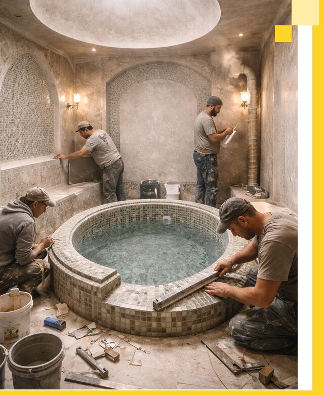 Профессиональное строительство хамама с бассейном в Кирове-Чепецке под ключ