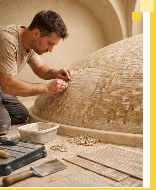 Профессиональная укладка мозаики для хамама под ключ в Кирове-Чепецке