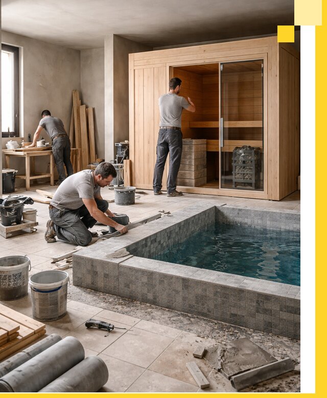 SPA зоны под ключ с бассейном сауной и печью в Кирове-Чепецке